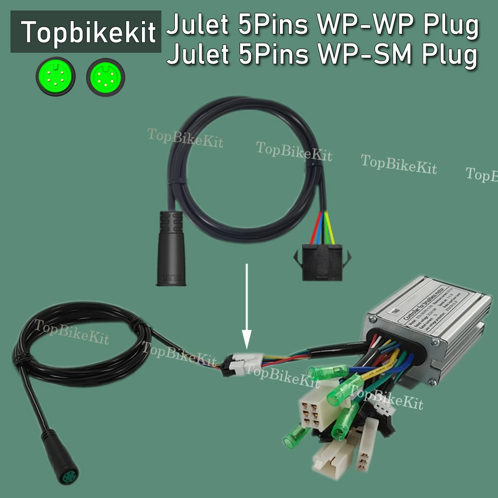 Ebike KT 디스플레이 연장 케이블, 5 핀 Julet 방수 플러그 익스텐션 케이블, KT 디스플레이용 ABS 어댑터 케이블, SM 플러그 방수