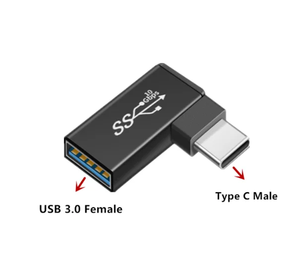 Angled USB-C to USB 3.0 High-Speed OTG Adapter