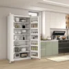 Sideboard Kitchen Cabinet,Tall White Storage Cabinet with 2 Doors and Adjustable Shelves, Food Storage  Locker Home Cabinets 1