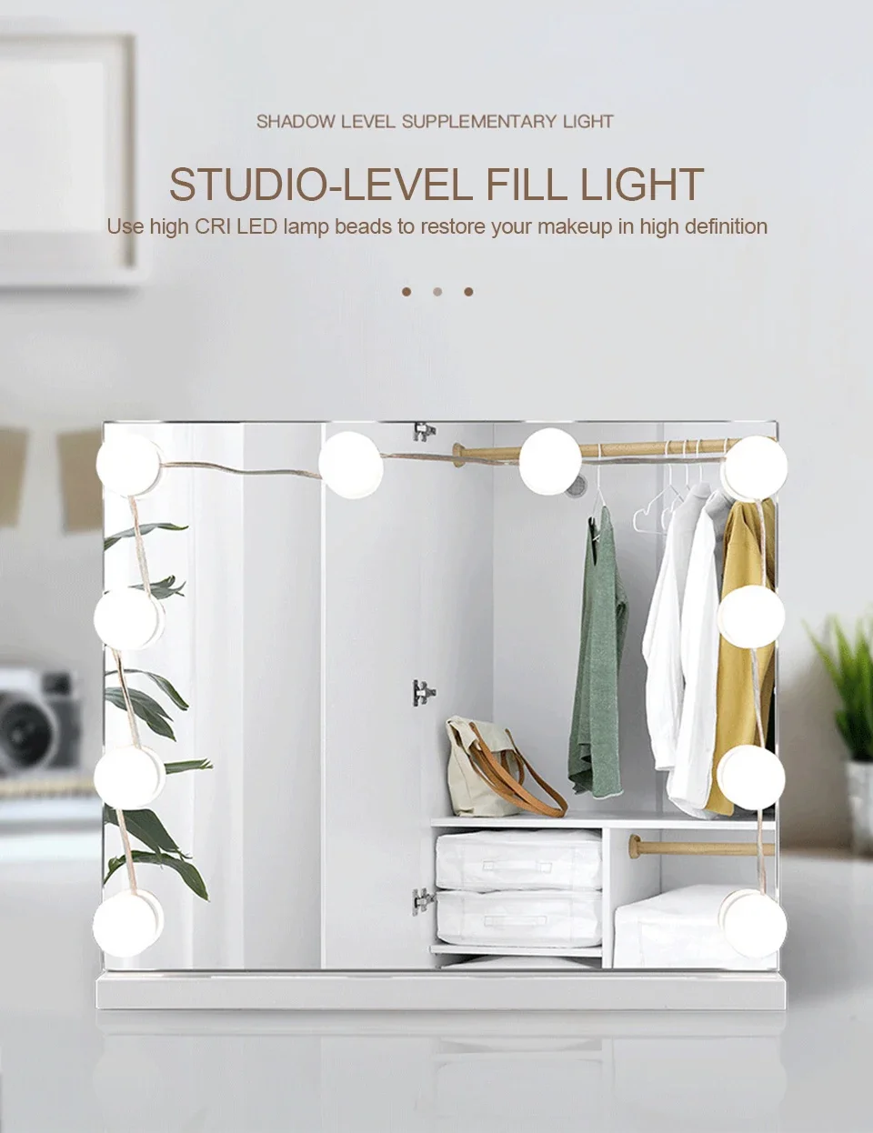 Description Picture 5 of item6/8/10 Bulbs Makeup Mirror Light Led Touch Dimming Vanity Dressing Table Lamp Bulb USB Make Up Mirror Wall Lamp