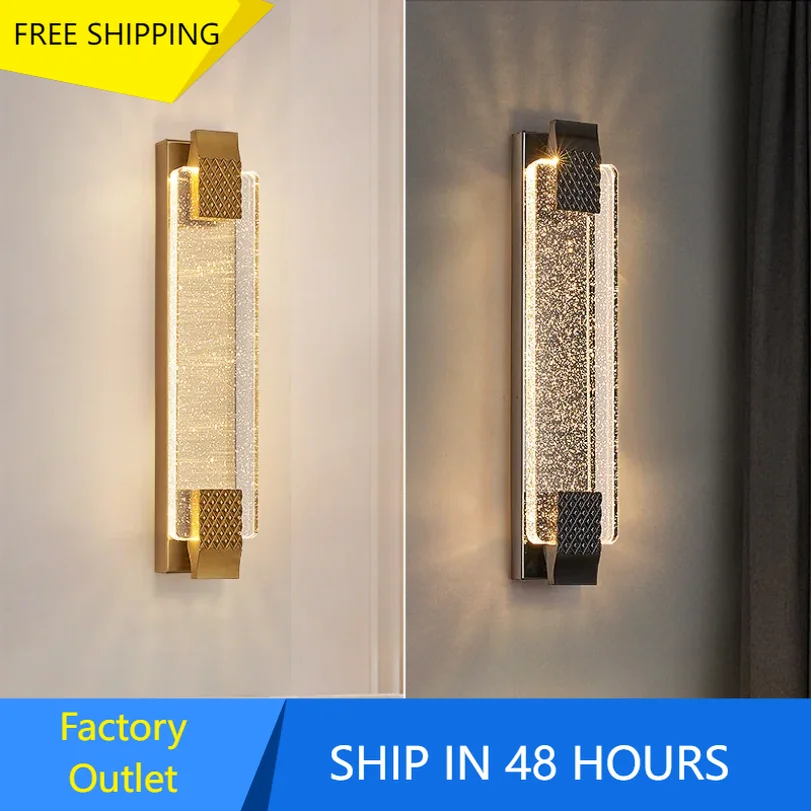 

Crystal Led Wall Lamps for Bedroom Bedside Hotel Living Room Sconce Light Fixtures Modern Decoration Background Home Indoor Deco