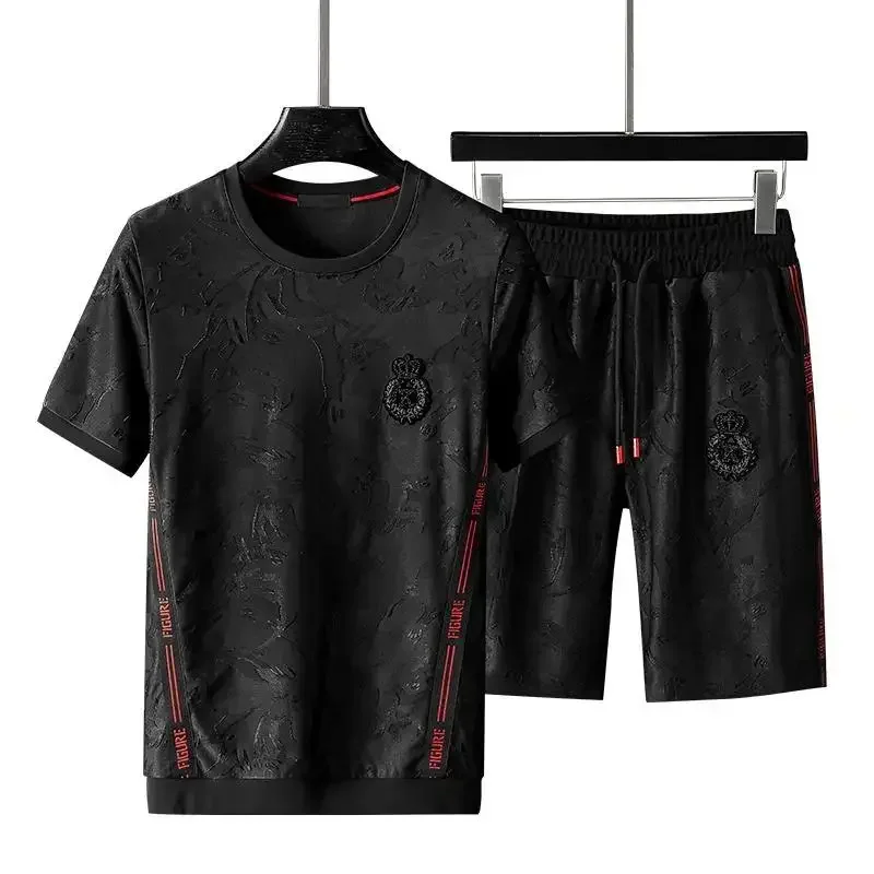 Embroidered High-quality Fashion Men’s Casual Sports Suit, Long-sleeved Trousers and Fleece Hoodie , Short-sleeved Trousers Sets 4