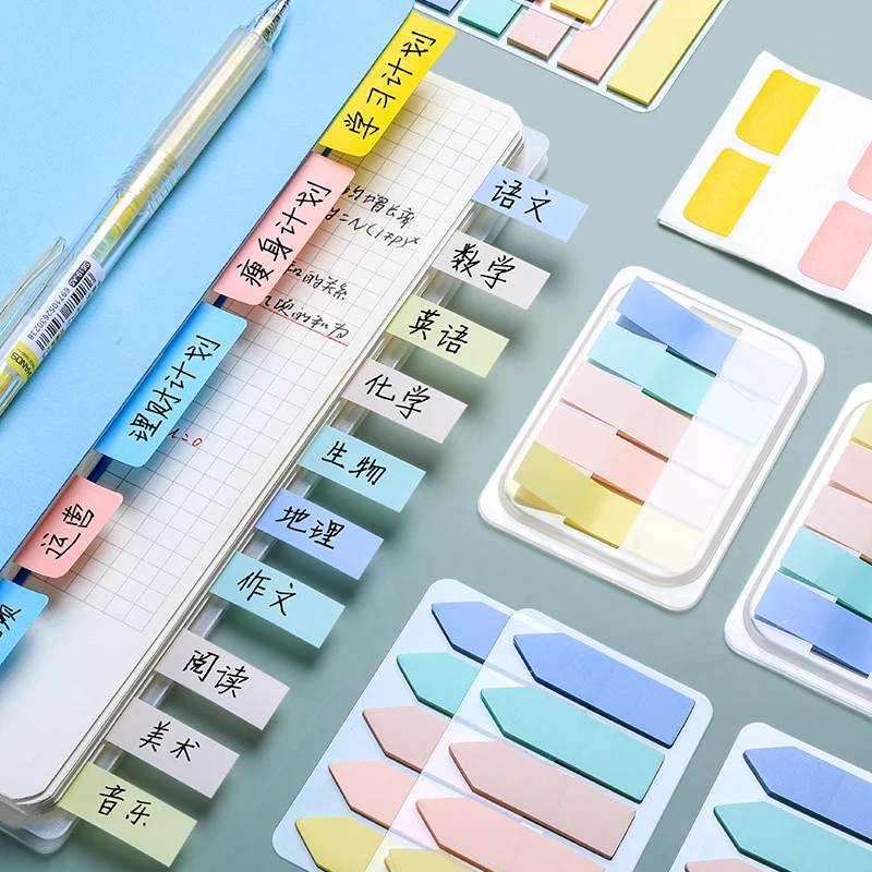 

200 Sheets Sticky Notes Transparent Self -Adhesive Book Marker Multifunctional Morandi Index Post School Office Supplies Sticker