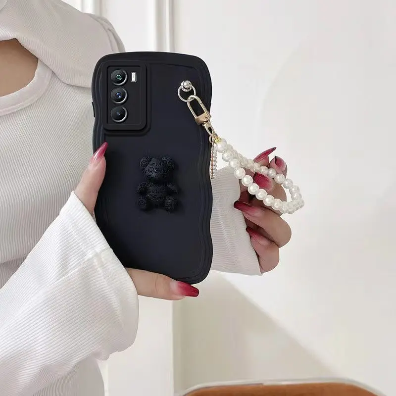 Cute 3d Bear Wave Liquid Silicone Phone Case For Samsung Galaxy_voghion.com