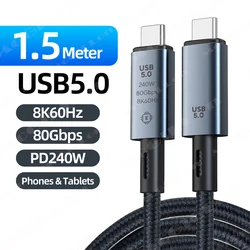 Ultra High - Speed USB - C Data Transfer Cable - 80Gbps, 240W, 8K Fast Charging - Type - C to Type - C (1.5M)
