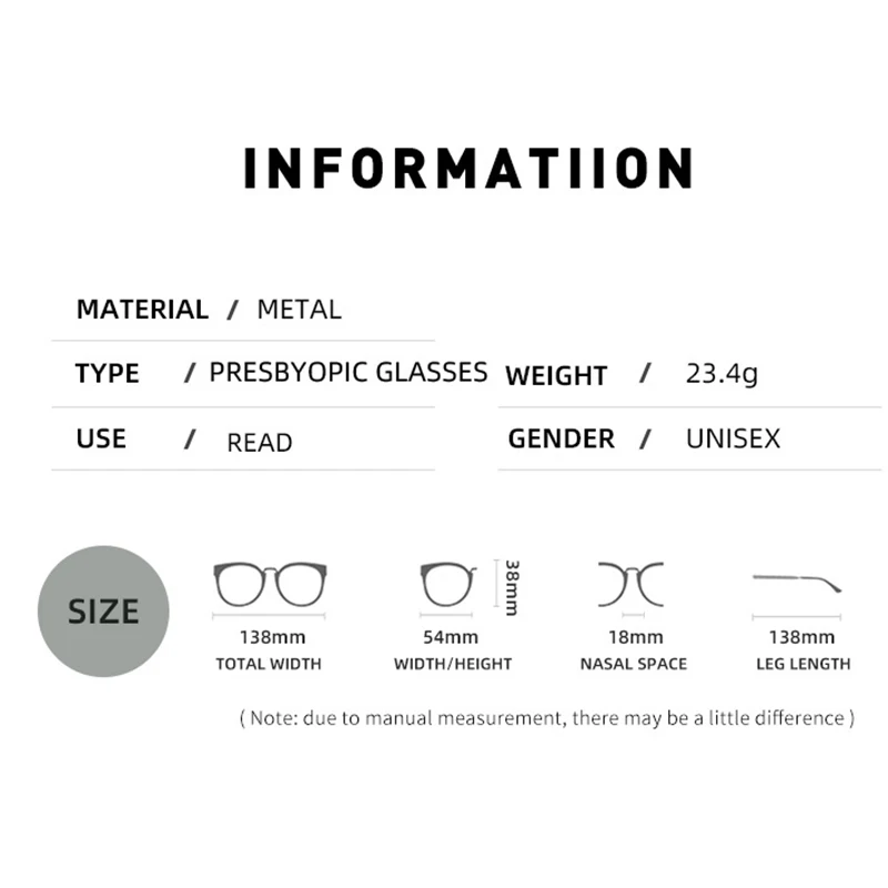 Ahora Men Square Metal Large Frame Reading Presbyopia Glasses Reader +1.25 1.5 1.75 2.0 2.25 2.5 2.75 3.0 3.5 4 4.5 5.0 5.5 6.0 - Image 6