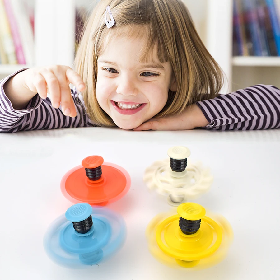 Funny Spinning Top Toys for Children Adult Plastic Stress Relief Finger Gyroscope Spinner Toy for Boy Game Entertainment 4 Color