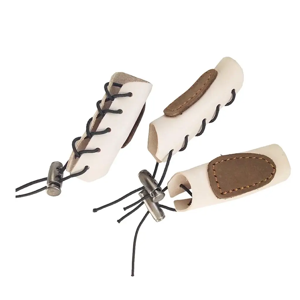 3 Finger Guard Fingertips Reurve Compound Bow Hunting Cow Leather
