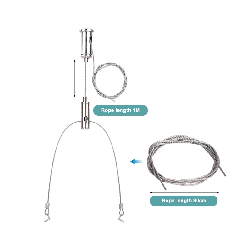 Adjustable automatic wire rope spring hook for hanging mirrors photo frames lamps lifting code double hole telescopic wire rope hook