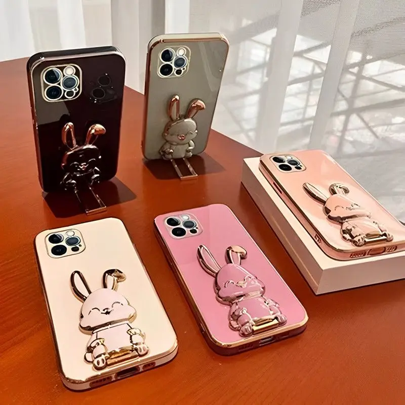 Rabbit Holder Stand Soft Phone Case - Cute and Functional Design