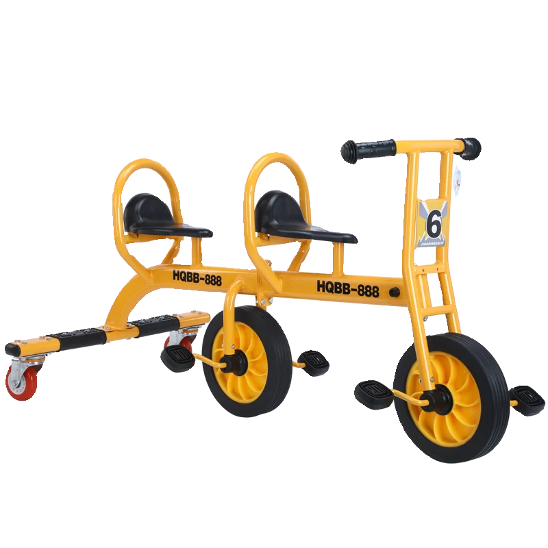 Kindergarten Kids Tandem Trike Kids Tricycle Toddler Pedal Bicycle Anti Slip for Backyard/Outdoor Toy Car Double Person Scooter