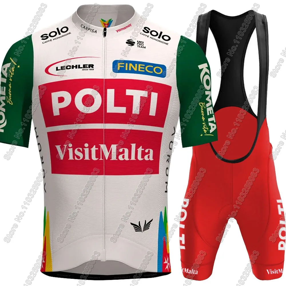 Team Polti Visitmalta 2025 Cycling Jersey Set Mens Italy Kometa Clothing Road Bike Suit Mountain Bicycle Shirt Bib Shorts MTB 2