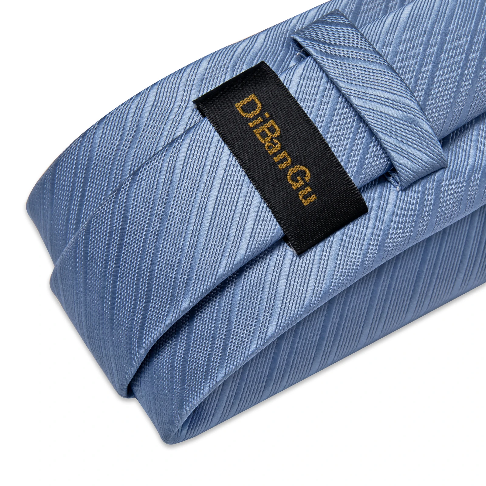 Light Blue Striped Mens Ties Hanky Cufflinks Set Silk Neck Ties For Men Wedding Party Business Tie Men Set DiBanGu neck tie pocket square