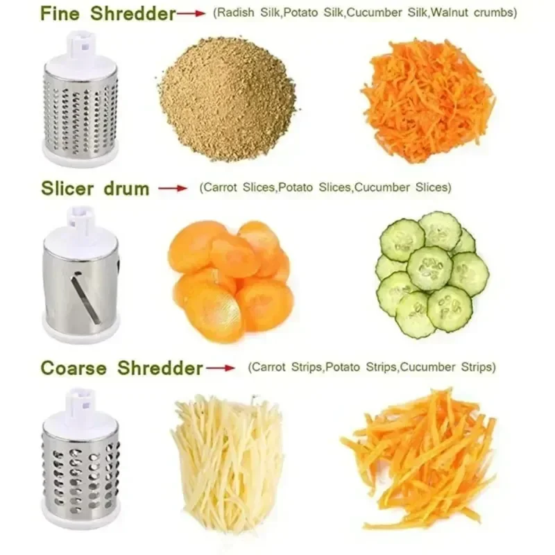 Rotary Vegetable Slicer Cutter Manual Kitchen Chopper Machine 3 Sharp Drums Garlic Potato Shredder Kitchen Accessories vegetable slicer fruit slicer onion slicer holder onion slicer vegetable cutter garlic chopper food slicer potato slicer apple slicer apple cutter