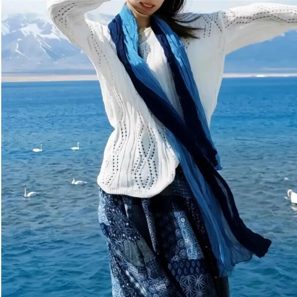 Polyester Lightweight Gradient Scarf for Women and Men