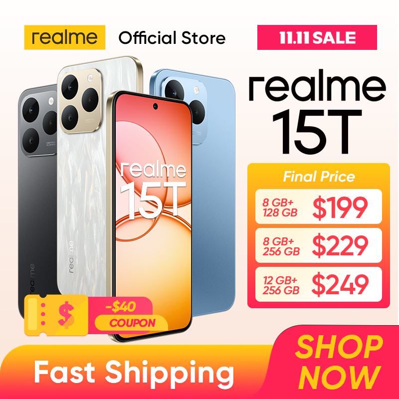  realme 15T 5G Smartphone 50MP Front & Rear AI Cameras 7000mAh Battery 4000nit 4R Comfort+ AMOLED Display IP69