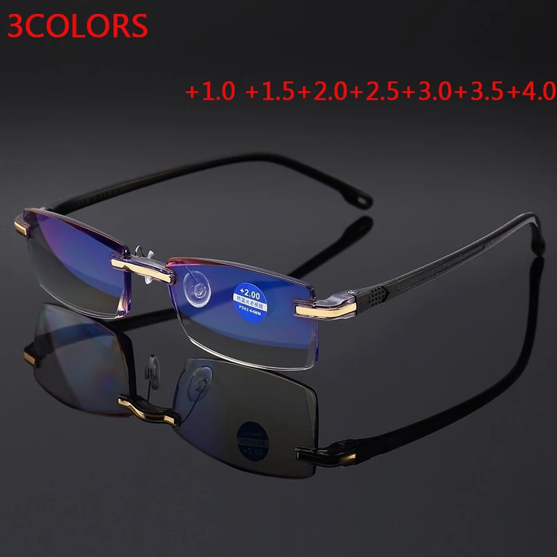 

+1 +1.5 +2 +2.5 +3 +3.5 +4.0 High-Grade Coating Frameless Finished Reading Glasses Women Anti-Blue Light Prescription Eyeglasses