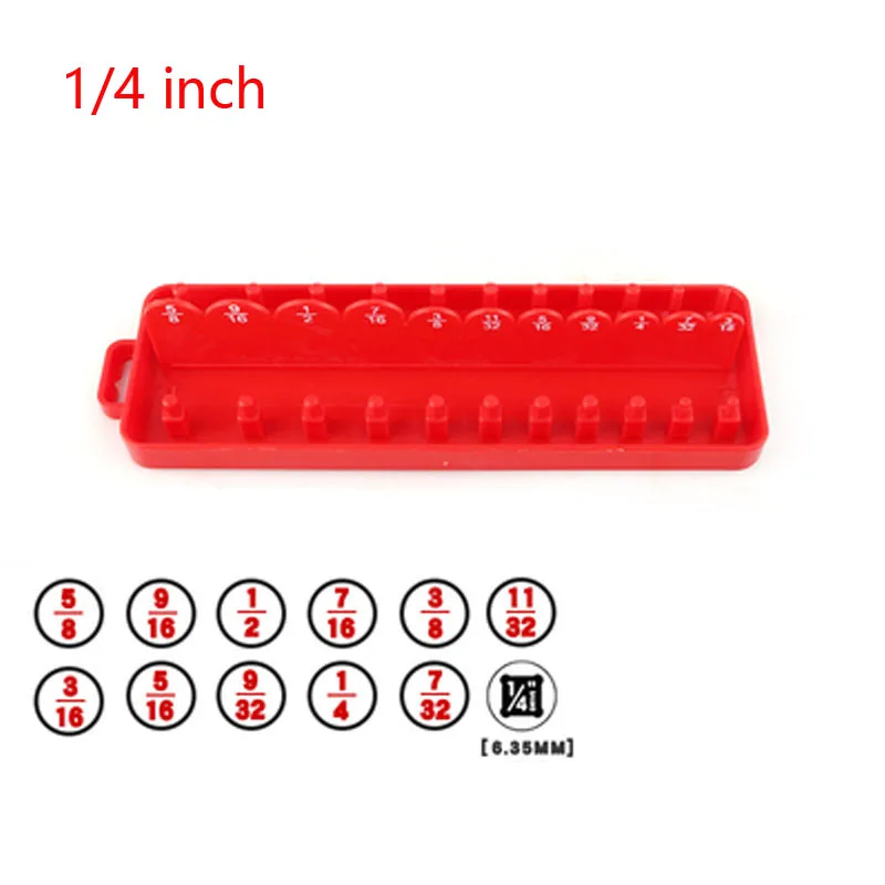 3Pcs Sae Socket Head Storag Organizere British System 1/4" 3/8" 1/2" Red Shelf Stand Socket Wrench Holders Easy To Find 4