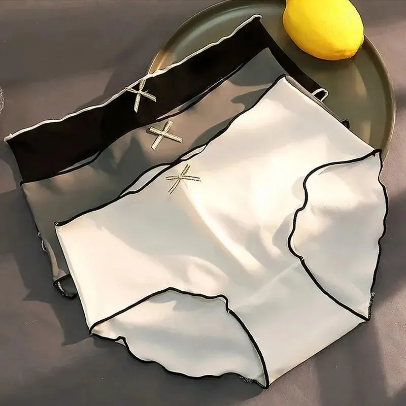 Women Underwear 3pcs/Pack Women's Antibacterial Ice Silk Seamless Triangle Underwear With Low Waist And European-American Style