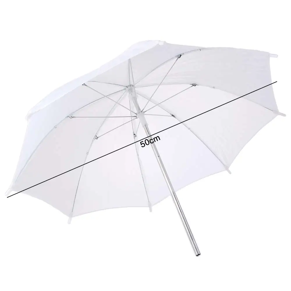 50cm/20인치 사진 촬영용 우산 금속 손잡이 라이트 천 조명 우산 디퓨저 화이트 소프트 전문가용