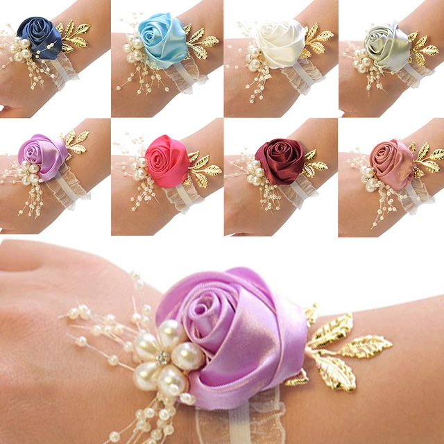 NEW Wrist Fantasy Jewelry Hand Corsage Pink Roses Flowers Bracelet Prom/  Weeding | eBay
