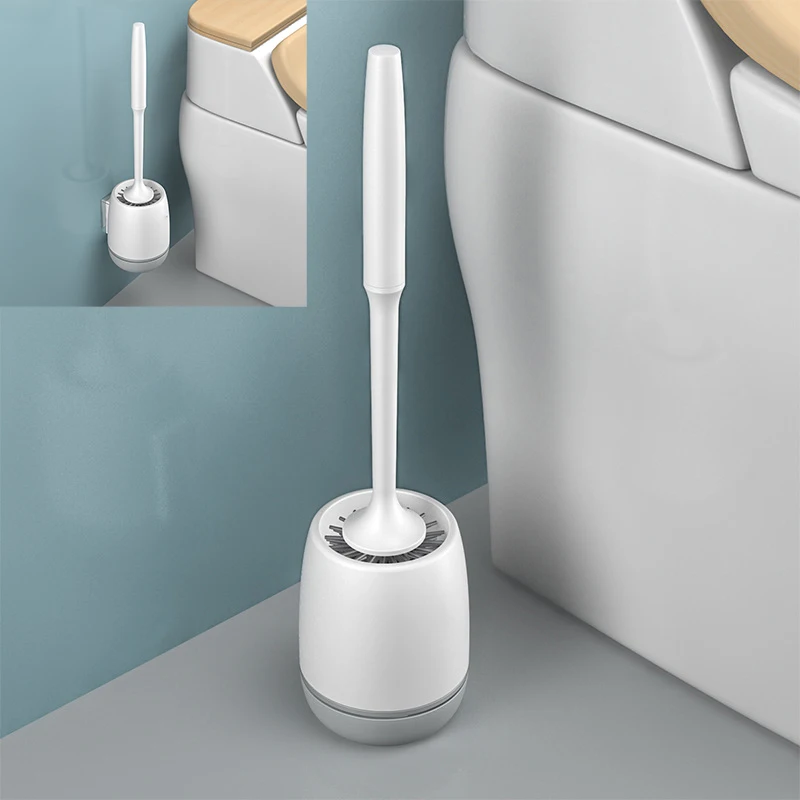 Silicone Toilet Brush Set Soft Flexible Cleaner Brush Floor Standing