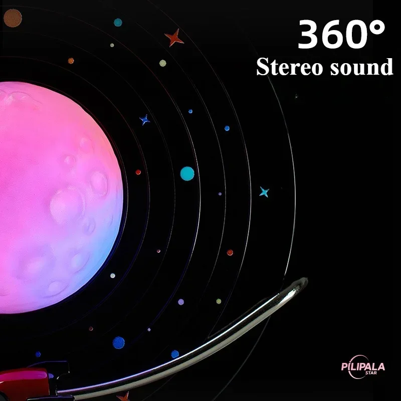 POLAR LIFE Space Speaker Moon Light Wireless Ultra Long Endurance Double Speaker Colorful Small Steel Gun Bass Diaphragm Sound