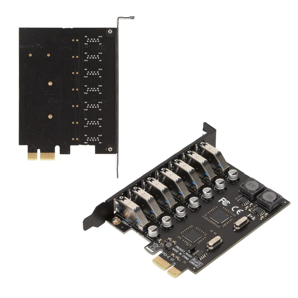 7 포트 PCIe-USB 어댑터 카드 5Gbps 속도 빠른 전송 PCIe USB 허브 USB 모듈 확장 카드 데이터 전송