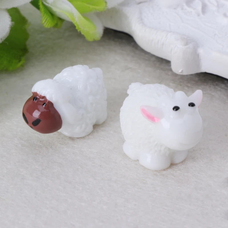 Garden Ornament Sheep Couple Resin Figurine Craft Plant Pot Fairy DIY Decoration 45BE