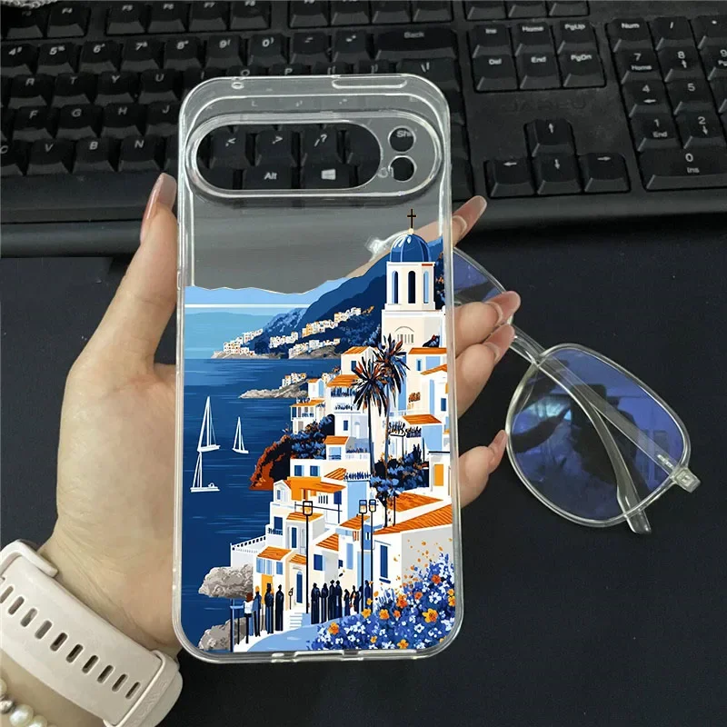 Seaside Scenery Mountain Flower Landscape Clear Soft TPU Phone Case