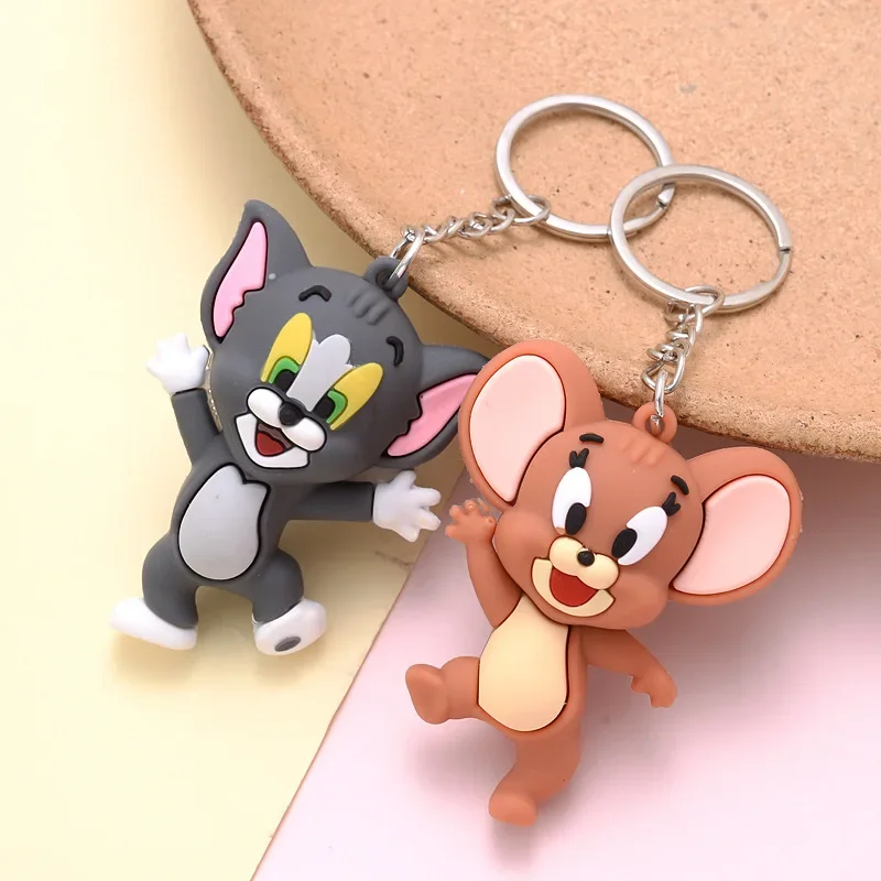 Cute Cat Mouse Keychain Cartoon Key Accessories Animal Resin Doll Bag Pendant Trendy Men Women Jewelry Gifts Wholesale