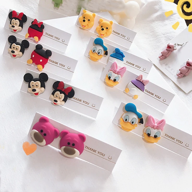 

Disney Anime Figures Mickey Mouse Silver Earrings for Women Cartoon Donald Duck Winnie The Pooh Birthday Gift for Girlfriend