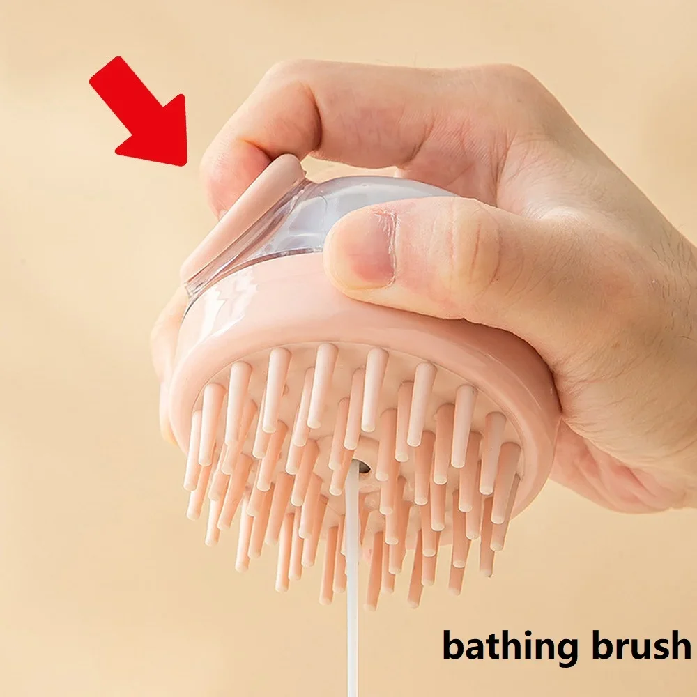 Silicone Dog Brush Manual Head Pet Shampoo Massager Bath Brush Puppy Washing Massage Dispenser Pet Grooming Shower Brushes