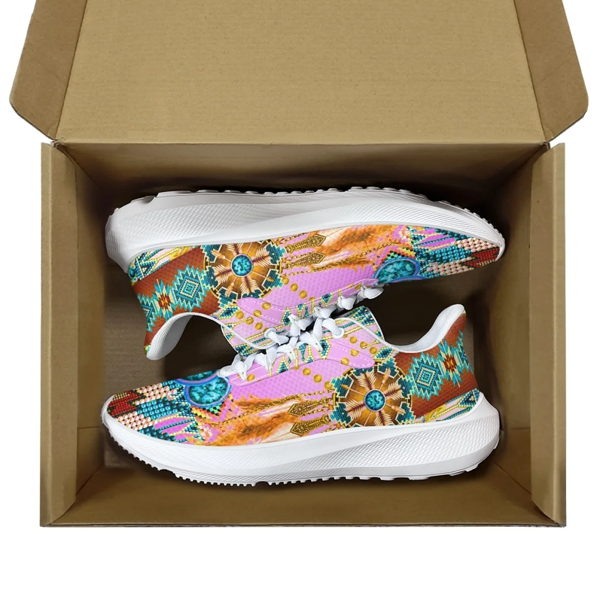 Fashion African Tribal Design Air Mesh Shoes for Women Dream Catcher Feather Outdoor Knitted Breathable Platform Shoes Zapatos