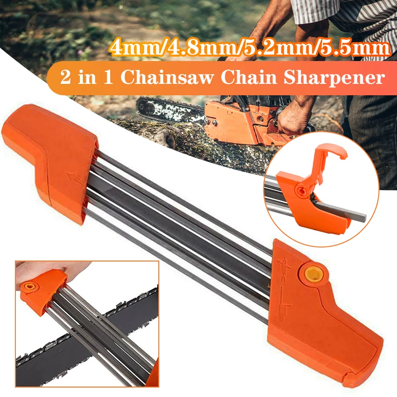 2 In 1 Easy File Chainsaw Chain Sharpener 3/8 P 4.0mm Saw Teeth Set