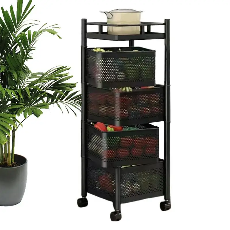 

Вращающийся кухонный стеллаж для хранения, вращающийся многоярусный стеллаж для хранения овощей, корзина большой вместимости для фруктов