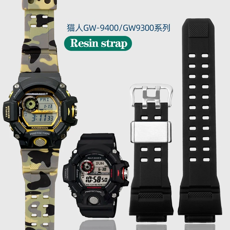 Per Casio G-Shock Cinturino In Gomma Siliconica In Resina Impermeabile Cat Gw-9400 Gw9400 Gw9300 Cinturino Ad Anello In Acciaio Inossidabile