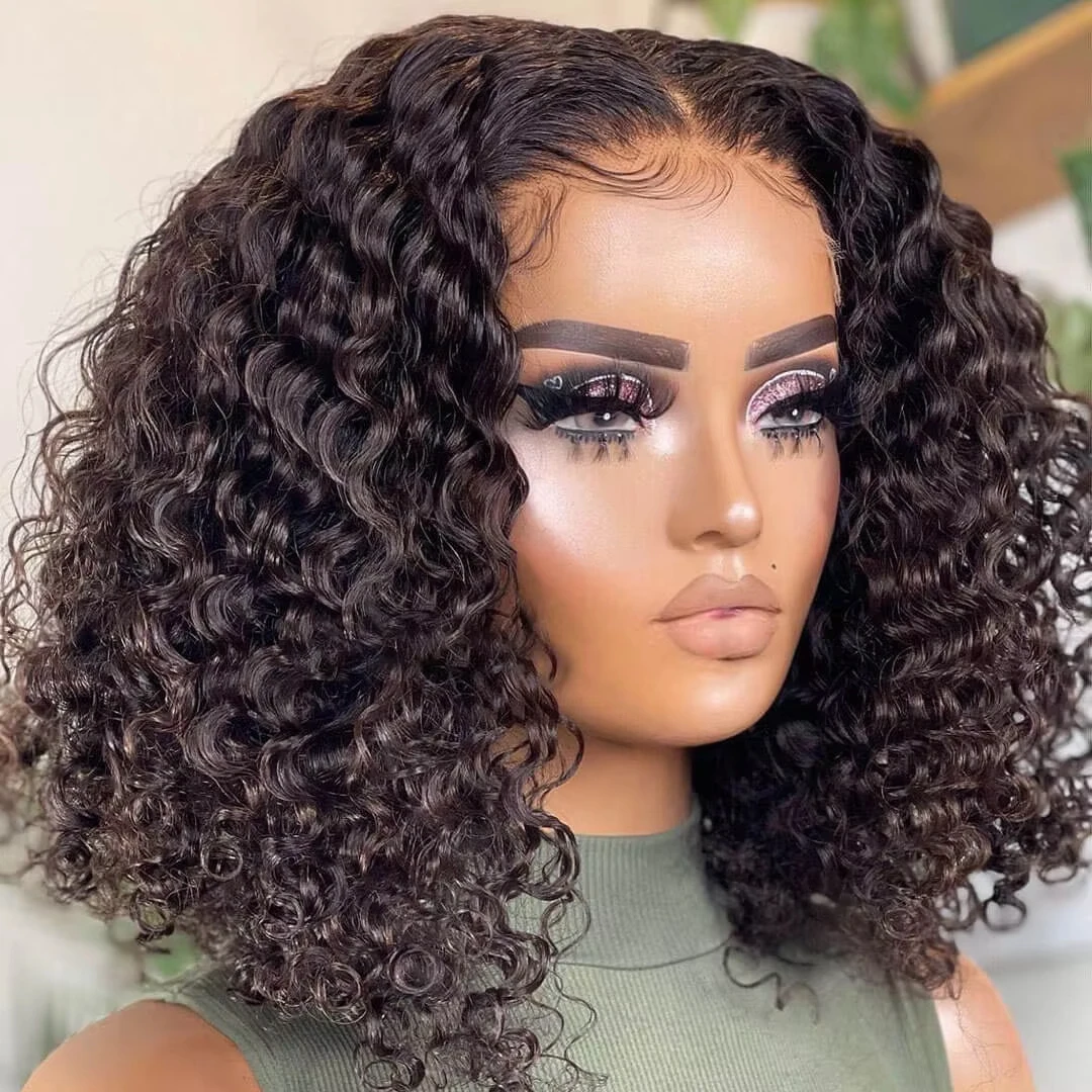 Wear And Go Bob Wigs For Women Human Hair 180% Water Wave Glueless Wig Ready To Go Human Hair Wigs Pre Cut Lace Air Wig Sale 180