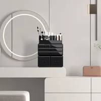 Makeup Organizer 3 Pieces Cosmetic Storage Case with 6 Drawers (Black) 2