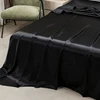 High End Black Queen Size Bed Sheet Set Luxury Solid Satin Silk Bedsheet Set High Quality Twin Full King Sheets and Pillowcases 2