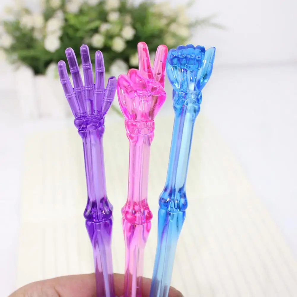 Smooth Writing Pen Unique Skeleton Finger Ballpoint Pens Quick Drying Comfortable Grip for Students Kids Fun Stationery School