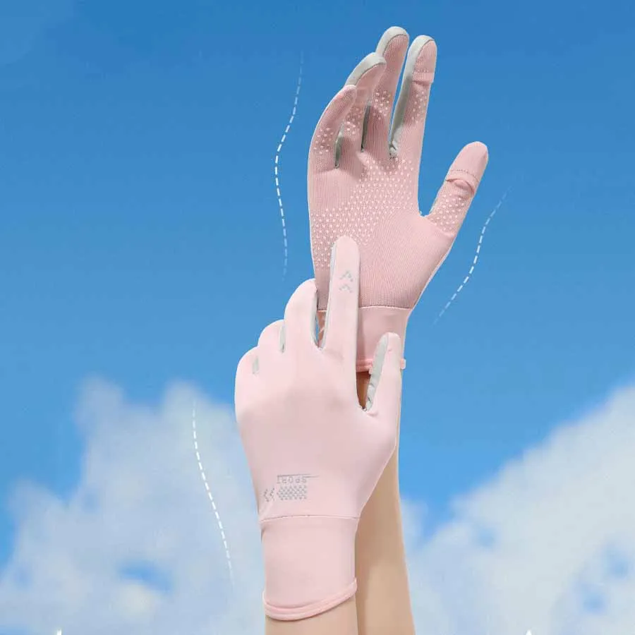 Ice silk sunscreen gloves for summer, thin design, anti slip, driving, cycling, sun protection, UV protection, ice silk, cool an 2