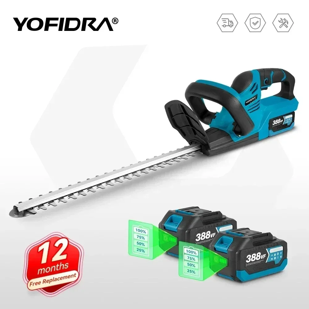 YOFIDRA Electric Hedge Trimmer 2000W, 15000RPM Lawn Mower Garden Landscaping Hedge Pruner Trimmer Tool For Makita 18V Battery Pin