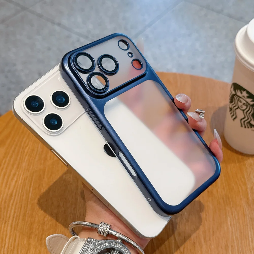 Sleek Frosted Shockproof Slim Phone Case with Lens Protector