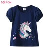 DXTON Kids Unicorn Cartoon Print T Shirt Girls Short Sleeve Summer Cotton Casual Tops and Tees Girls Licorne Daily Tees Costumes 1
