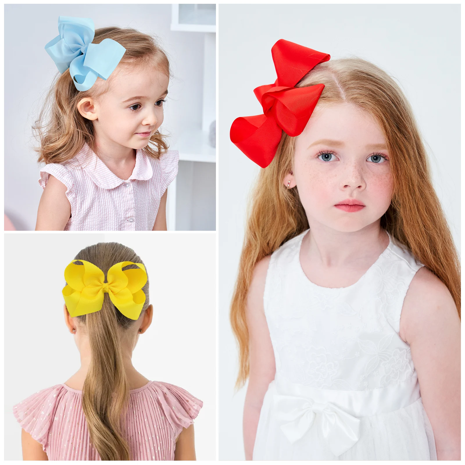 20pcs Sweet Random Color Bow Hair Clip Sets for Women Girls Handmade Bows Hairpins Holiday Hair Clip Baby Hair Accessories Gifts 6
