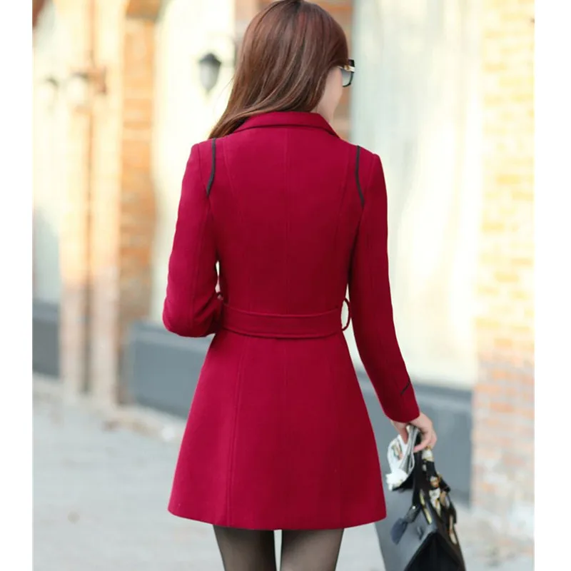 2023 Winter New Women Woolen Coats Slim Double Breasted Ladies Overcoat Long Female Windbreakers Solid Color Casual Outerwear