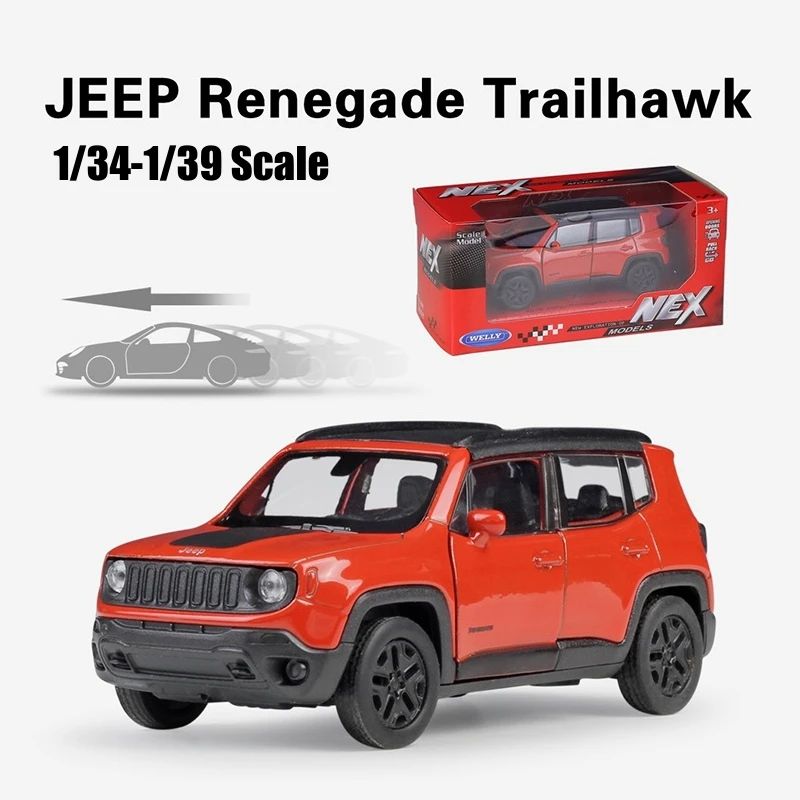1/36 Jeep Renegade Trailhawk SUV Sport Toy Car Model Welly Diecast Vehicle Miniature Pull Back Collection Gift For Children Boys 5
