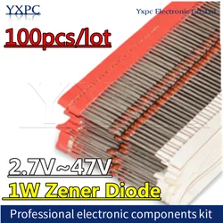 100pcs 1W Zener Diode 2.7V~47V 3.3V 4.7V 5.1V 7.5V 9.1V 10V 12V 15V 18V 20V 24V 33V 36V 39V 43V 1N4733A 1N4728A 1N4747A 1N4742A