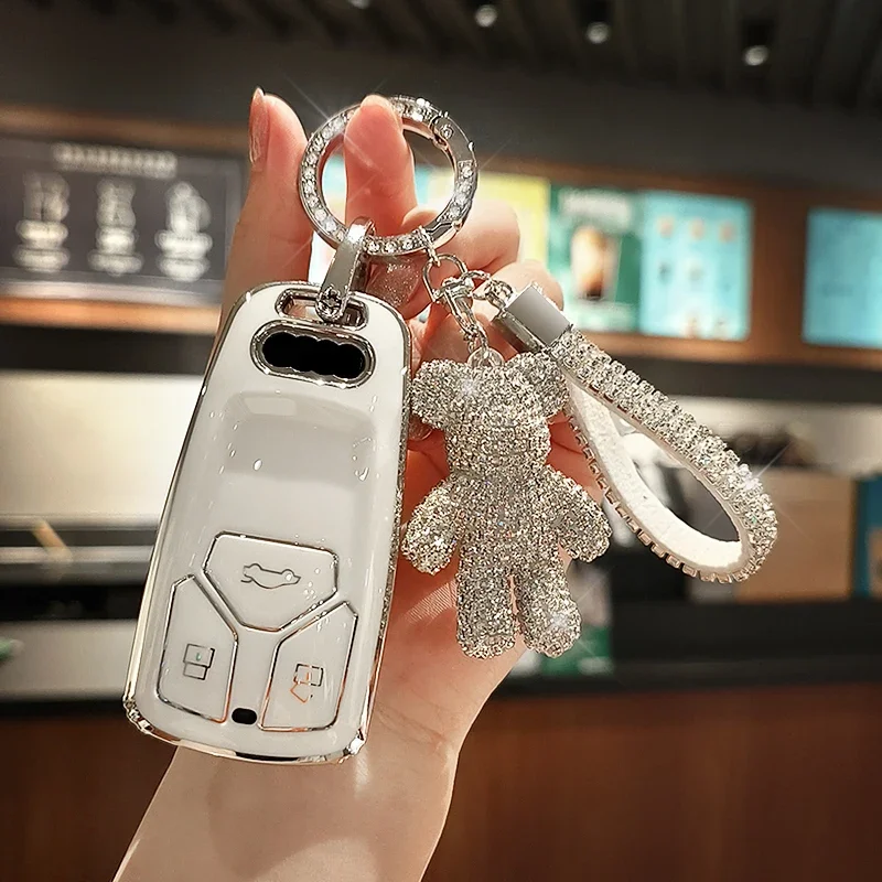 

Fashion TPU Car Remote Key Case Cover Shell Fob For Audi A4 B9 A5 Q5 Q7 4M S4 S5 S7 A6 8S 8W TT TTS TFSI RS Keychain Accessorie